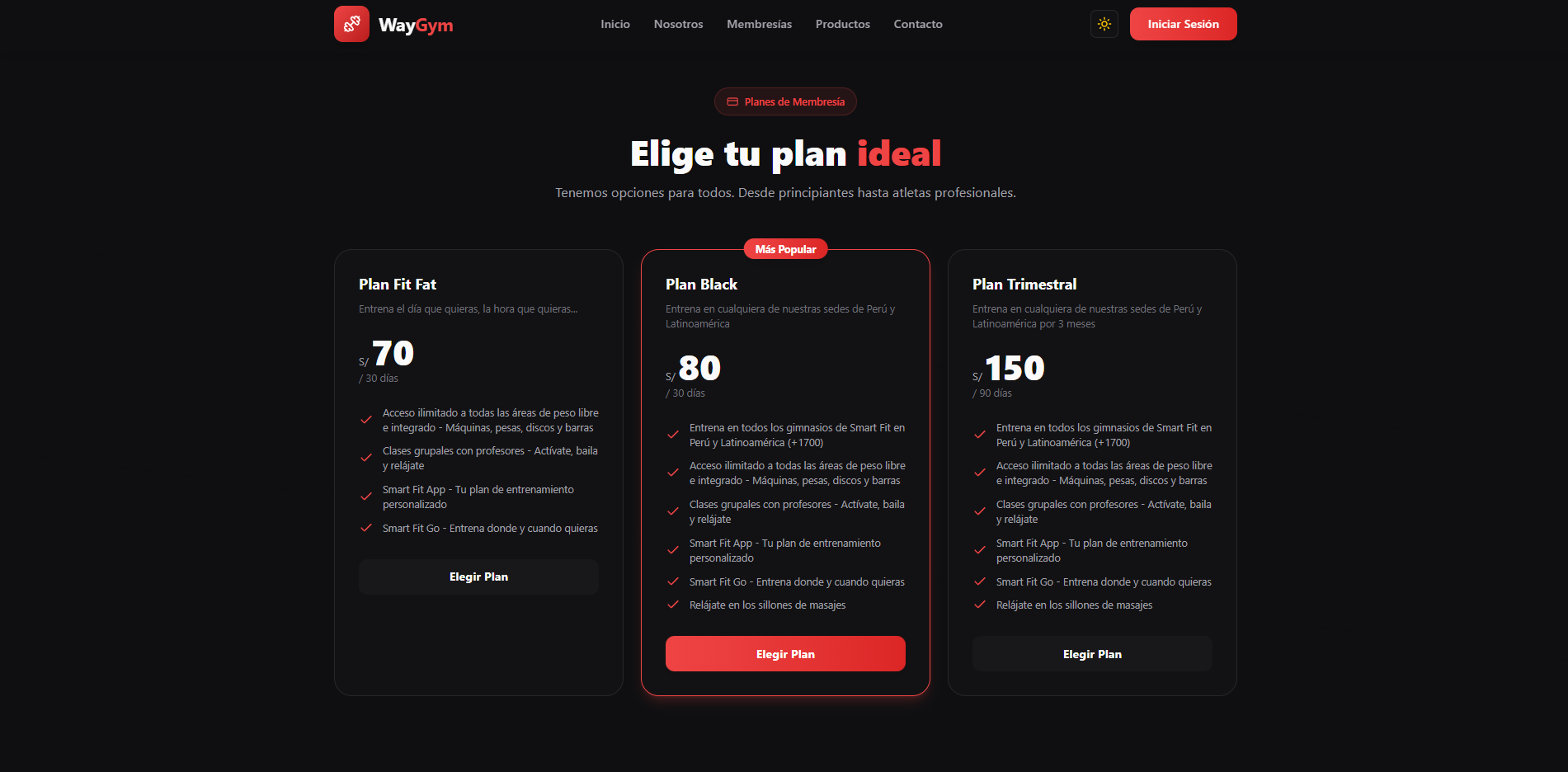 Diseño web responsive para gimnasio